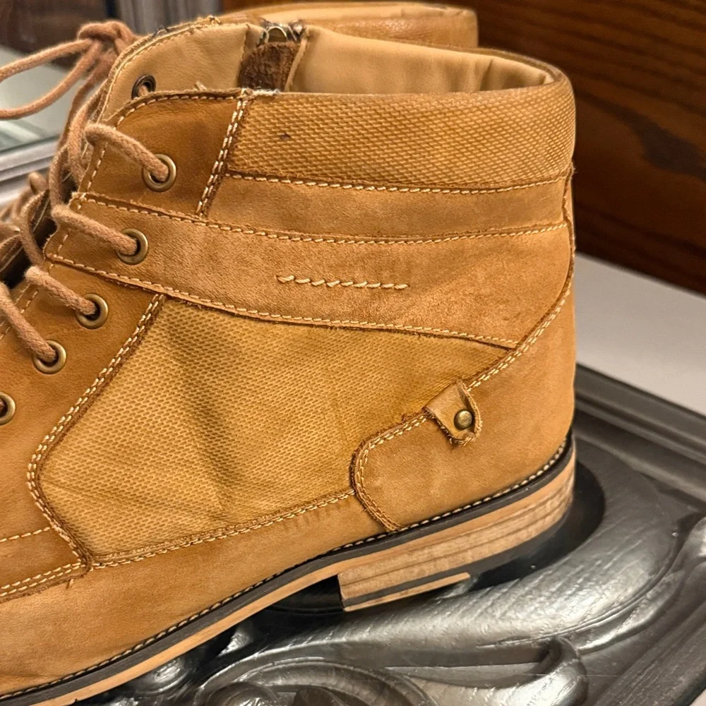 Steve Madden 16 Men’s Dark Tan Jotter Tan Leather Combat Boots